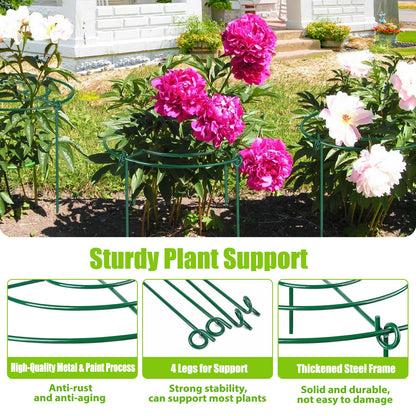 4 Pack Peony Cages and Supports, 11.5" Dx16 H Plant Supports for Outdoor Plants, Heavy Duty Metal Peony Support Cage Flower Support Rings, Plant Support Ring for Rose Tomato Hydrangea Strawberry
