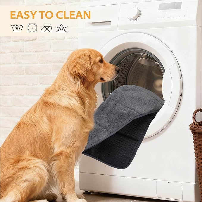 Dog Crate Pad for Large Dog - 35x23 Memory Foam Dog Bed, Washable & Anti-Slip Dog Bed Mat, Ultra Soft Kennel Pad for Dogs Cozy Sleeping Mat, Grey