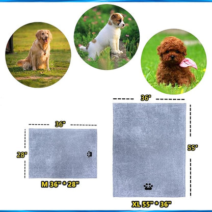 Dogvingpk Extra Large Dog Towel 1 Pack, Super Absorbent Soft Quick Drying Microfiber Pet Bath Towels for Large & Medium Dogs (XL-55" * 36", Grey)