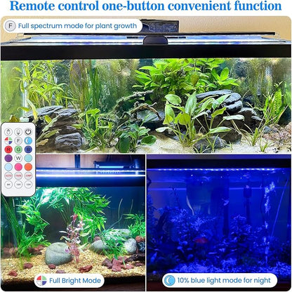 Full Spectrum Aquarium Light：Fish Tank Light with APP & Remote Control for Plants Growth - Fish Lamp for Live Fishes Aquatic Pet Lovers - 24-31 Inch Freshwater Saltwater Aquarium Decor
