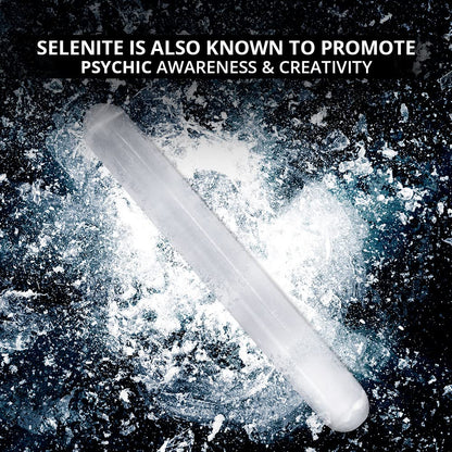 NORTHLANDZ Selenite Crystal Massage Wand 6 Inches, Moroccan White Healing High Efficient Energy Crystals for Anxiety Relief, Yoga, and Meditation, Ideal for Gift and Home Decor