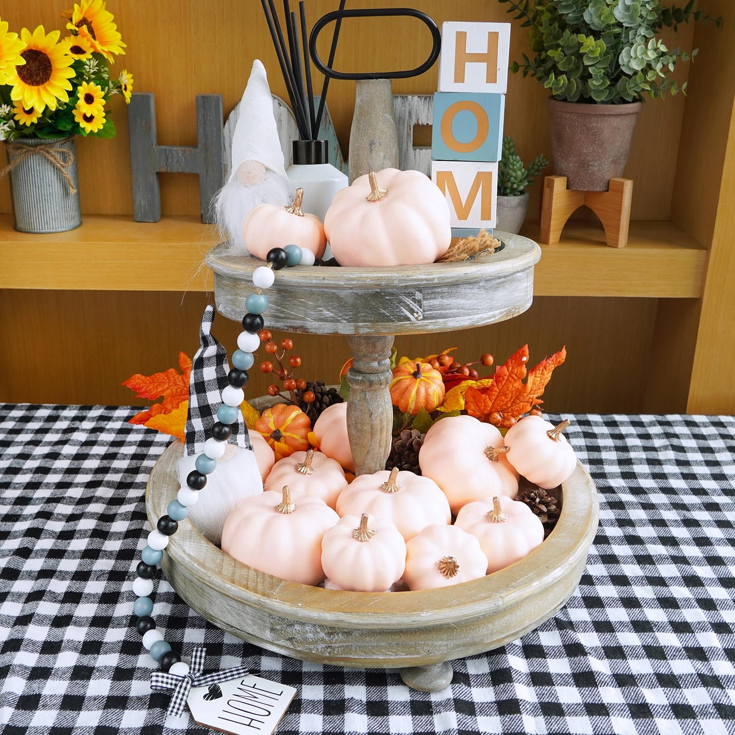 Winlyn 12 Pcs Assorted Small Light Pink Artificial Pumpkins Decorative Pumpkins Harvest Foam Pumpkins Pink Fall Decor for Baby Shower Autumn Wedding Thanksgiving Tiered Tray Wreath Table Centerpiece