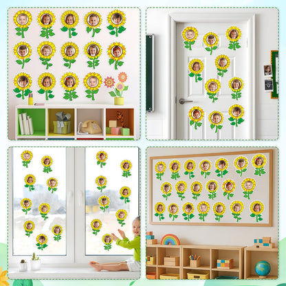 60pcs Sunflower Theme DIY Cutouts Sunflower Bulletin Board Decoration Set Bright Sunflowers Paper Cut-Outs Classroom Decor for Boy Girl Classroom DIY Photo Craft Kindergarten School Wall Door Supplies