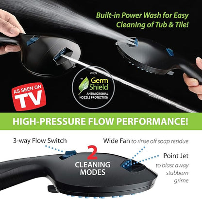 Hotel Spa AquaCare As-Seen-On-TV High Pressure 50-mode Rain & Handheld 3-way Shower Head Combo - Anti-clog Nozzles/Tub, Tile & Pet Power Wash/Extra Long 6 ft. Stainless Steel Hose/ORB Bronze Finish