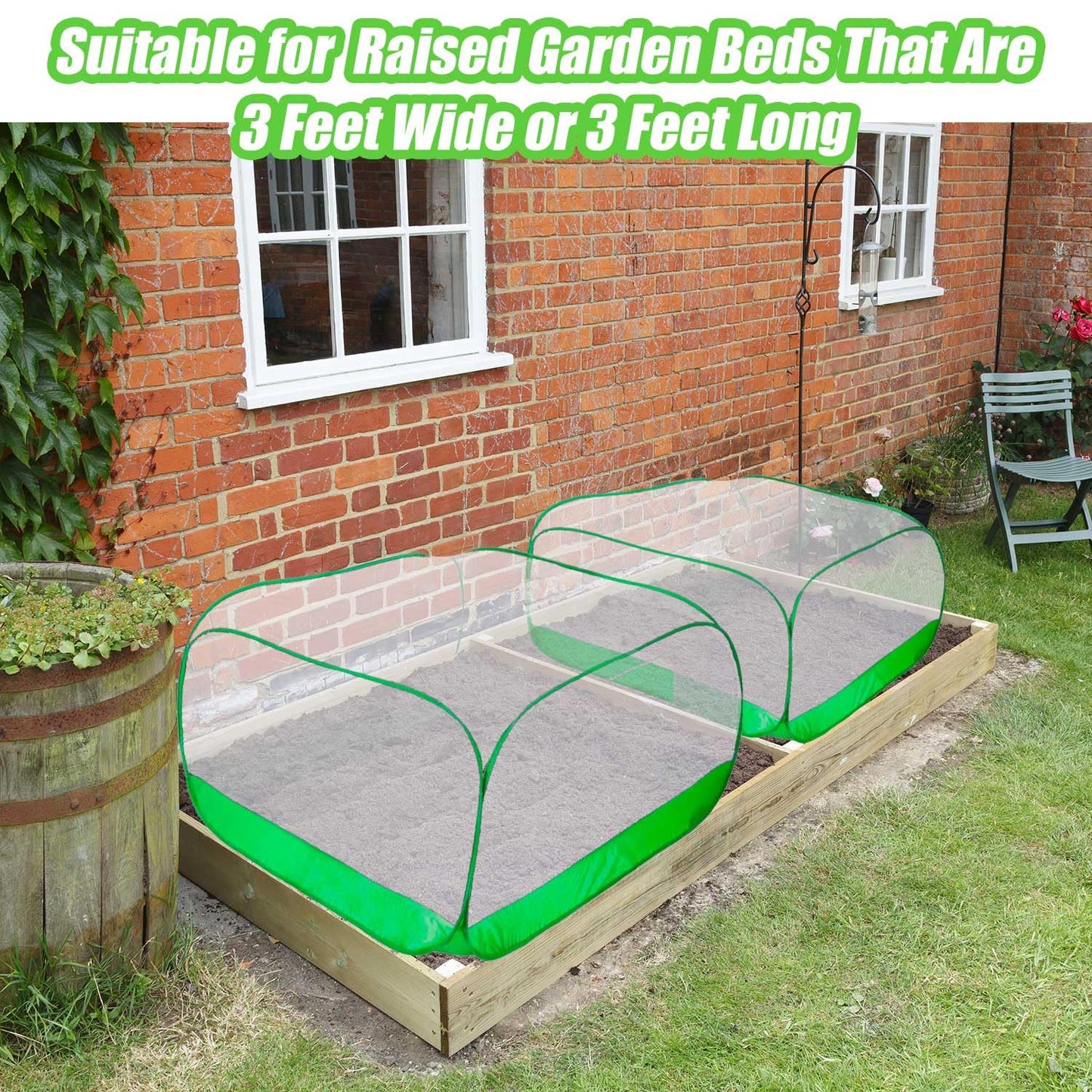 Pop Up Garden Mesh Plant Cover 2Pcs Outdoor Plant Protector Mesh Plant Enclosure Raised Bed Garden Bird and Pest Protection Guard for Fruits Vegetables Seedlings and Herbs