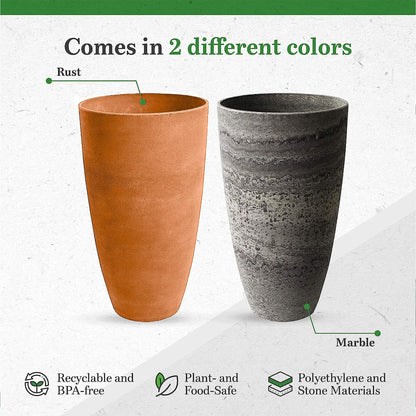 Algreen 43729 Acerra Weather Protected Recycled Composite Vase Planter Pot, Indoor or Outdoor use, Tall Lightweight 7 pounds, Rust