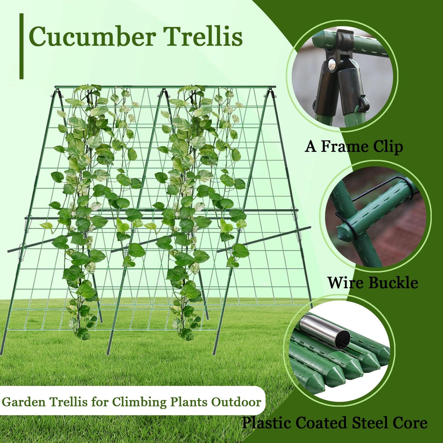 Cucumber Trellis for Raised Bed, 47" H*47" W Garden Trellis for Climbing Plants Outdoor,Metal Trellises Gardening Supplies,A Frame Plant Support Frame for Cucumber, Flower, Tomato, Grape