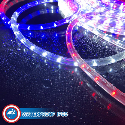 Russell Decor Patriotic Rope Lights, 30 Feet, Red White Blue, Plastic, Model RDROPERWB30, Ideal for Independence Day, Memorial Day, Veterans Day