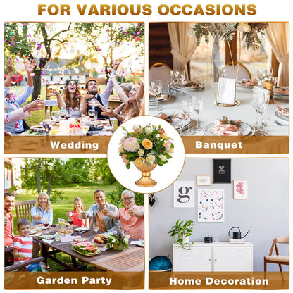 Rtteri 20 Pcs Mini Gold Metal Vase Wedding Flowers Gold 5.1inch Tall Metal Compote Vase Bulk Table Centerpieces Decoration for Wedding Party Anniversary Ceremony Birthday