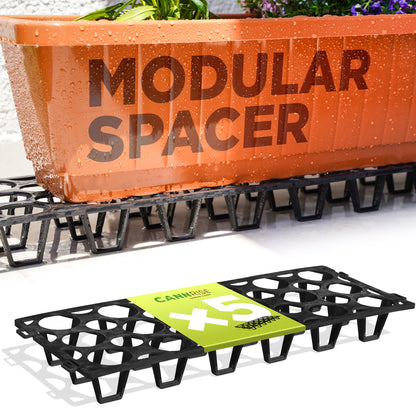 Plant Stand Outdoor – Modular Plant Riser 5 Pack for Pots, Planters & Grow Bags | Heavy-Duty UV-Resistant Elevated Pot Stand for Drainage, Airflow, Root Health & Cleaner Patios – 19.7x7.5x2.4 in (Black)