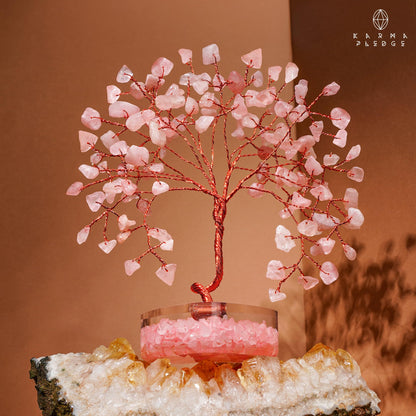 Rose Quartz Crystal Tree of Life Birthday Gifts for Women, Girls Friends, Handmade Chakra Healing Crystals Tree for Home Office Decor, Positivity, Good Luck, Money, Unique Gifts for Her Mom, Sister