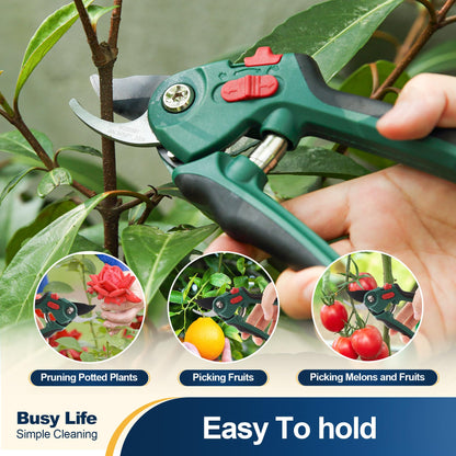 Yocada Garden Pruning Shears 2 Pack Garden Clippers Steel Shears Scissors for Gardening Sharp Handheld Heavy Duty Hedge Plant Branch Clippers Scissors Pruners Tools