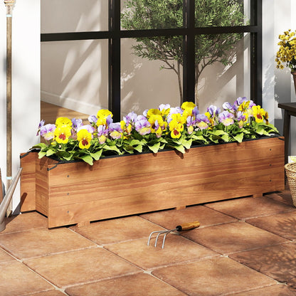 S AFSTAR Raised Garden Bed, 44" x 11" x 10" Wood Rectangle Planter Box with Drainage Holes, Water-Resistant Paint, Decorative Window Box, Outdoor Garden Bed for Fruit Vegetable Flower Herb, Orange