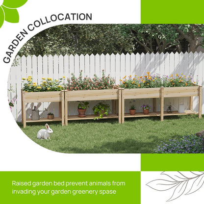 48x24x30.7 Wood Raised Garden Bed with Legs Wooden Planter Box with Storage Shelf Elevated Wood Planter Box for Vegetables Flowers Herbs Garden Planter for Backyard Patio Balcony (Natural, Medium)