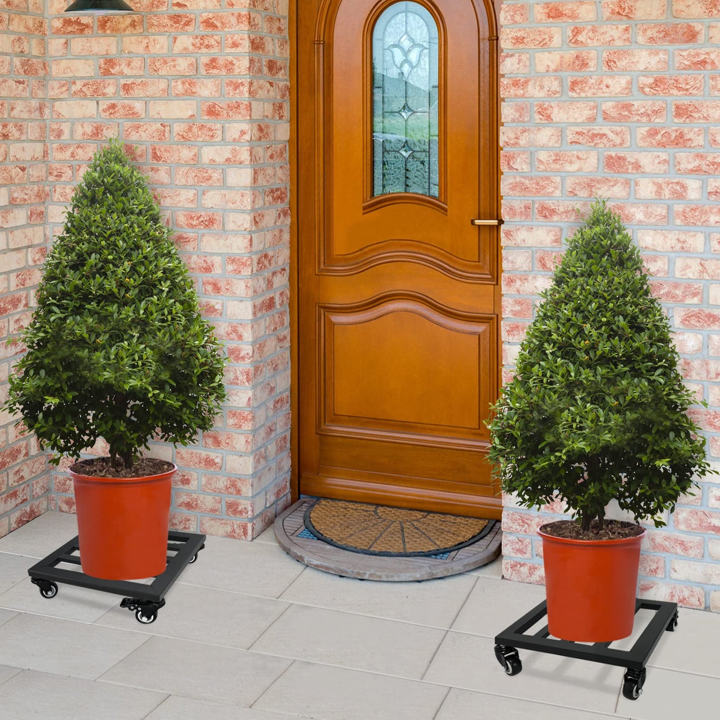 SPEETH Plant Caddy with Wheels, 2 Pack 12 Inch Plant Stand with Wheels Metal Square Planter Dolly with Lockable Caster Heavy Duty Dolly Base for Indoor Outdoor, Black