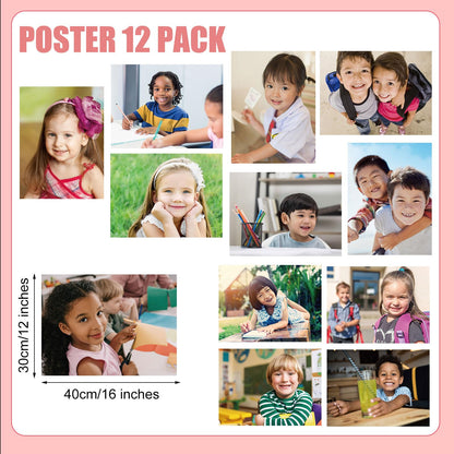 Motiskyy 12 Pcs Diversity Posters for Classroom Preschool Educational Learning Real Pictures for Daycare Home Multicultural Awareness(Kids Image Poster Style)