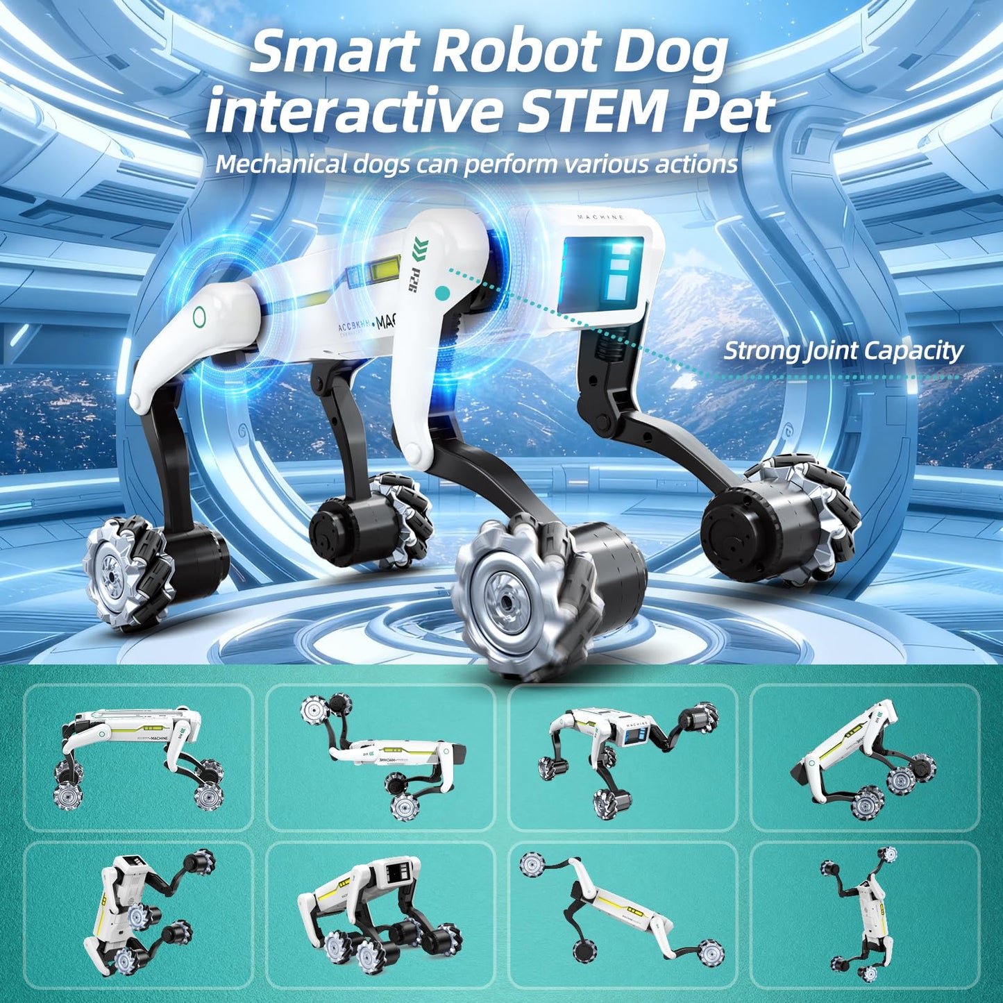 WEACFUS Smart Robot Dog for Kids Ages 6-12, Voice and Remote Control Robotic Pet, 30+ Bionic Actions, All-Terrain Stunt Moves, 25m Range, STEM Toy for Kids