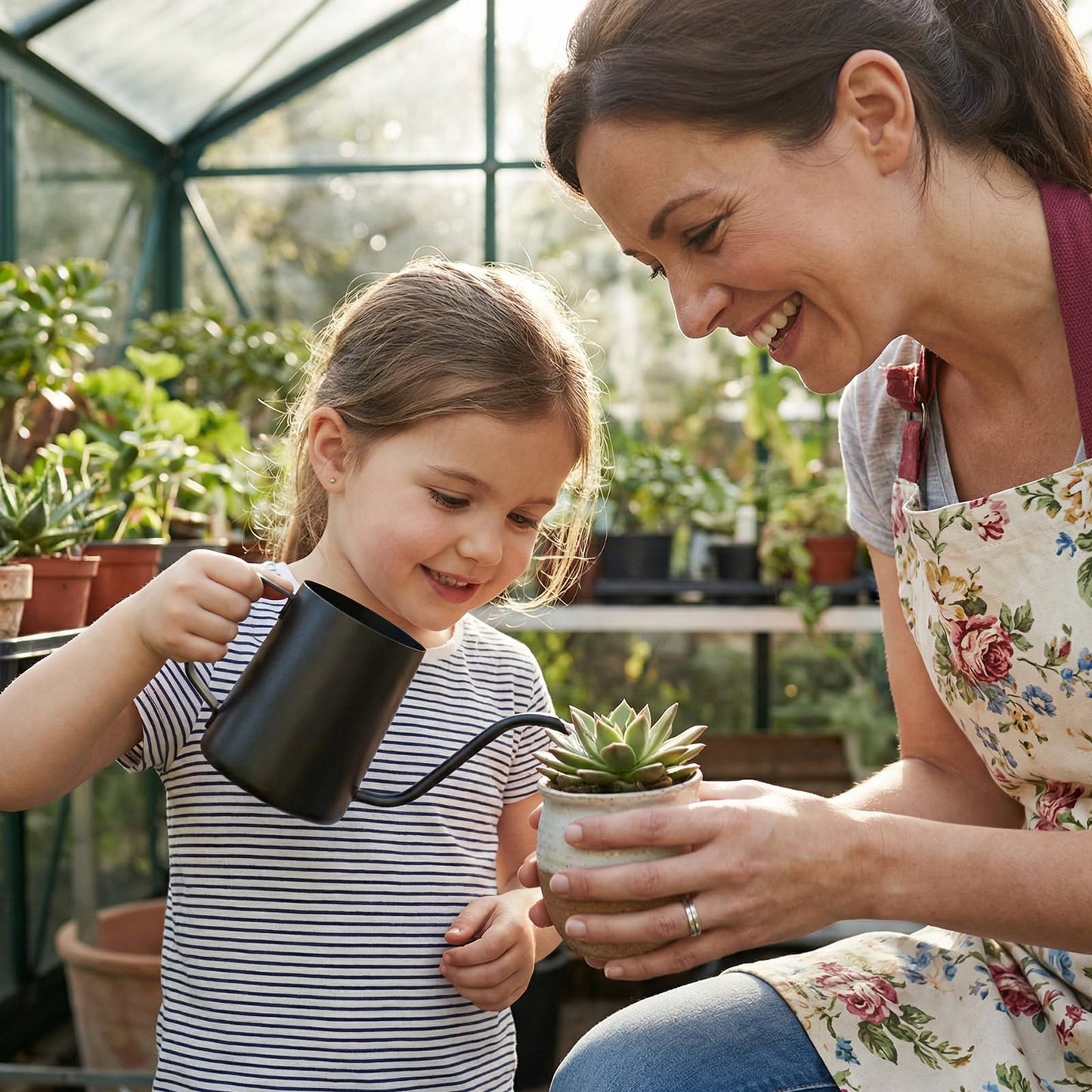 350ml Small Watering Can for Indoor Plants, 12oz Mini Plant Watering Pot with Long Spout and Handle, Black Tiny Stainless Steel Watering-Can for Outdoor Indoor Plants Flower Garden