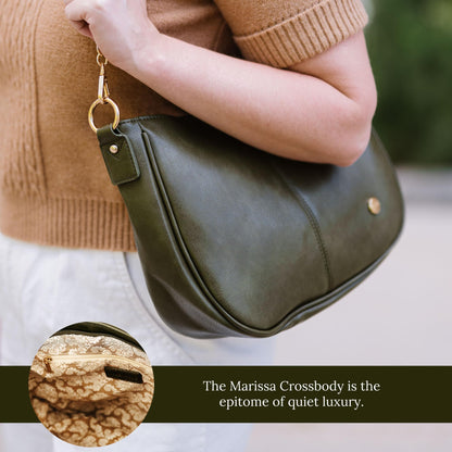 Modern+Chic Crossbody Bags for Women - Marissa Saddle Crossbody, Vegan Leather Shoulder or Handbag with Two Adjustable Straps