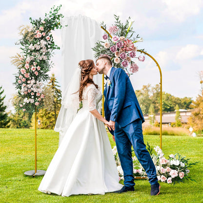 Snughome Arch Backdrop Stand, Set of 2 Metal Balloon Arch Stand (7.2FT+6FT), Gold Wedding Arch Frame for Party, Baby Shower, Holiday, Ideal for Balloon Flower