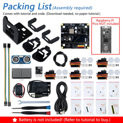 Freenove Bipedal Robot Kit for Raspberry Pi Pico (Not Included) (Compatible with Arduino IDE), LED Matrix Expressions, Obstacle Avoidance, Colorful Lights, Buzzer, Speaker, App