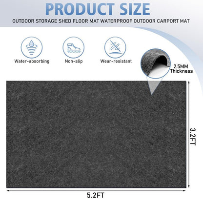 All-Weather Shed Floor Mat - for Outdoor Storage Shed and Shed with Floor, 2.5mm Thick Waterproof Design, Non-Slip, Long-Lasting Protection (5.2 * 3.2ft)