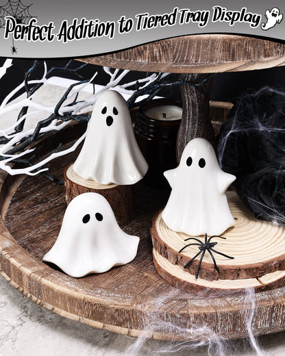 Tuitessine Ceramic Ghosts Small Scary Ghost Figurines Halloween Ghost Sculpture Statue Farmhouse Tiered Tray Decor Spooky Home Decorations Coffee Table Centerpieces Shelf Mantel Display Collections