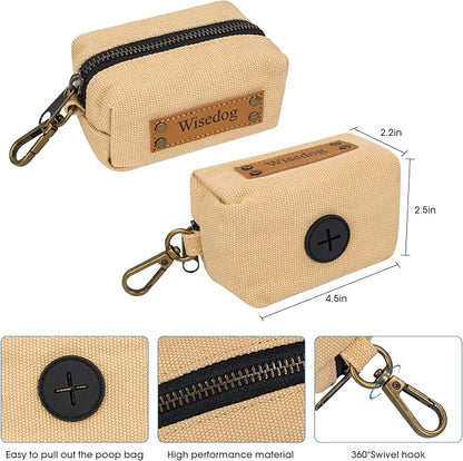 Wisedog Waterproof Dog Collar and Leash Set, L, Sand Color | Adjustable Puppy Collar, Cute Tag, 5FT Leash, Includes Poop Bag, For Small Medium Large Dogs