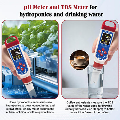 GIDIGI 5 in 1 Digital pH Meter TDS EC Temp. Salinity Tester, Update Color Screen Pool Salinity Meter with Calibration Kit, Hydroponic pH Reader with Reset Function for Aquarium Reef Tank Cooking water