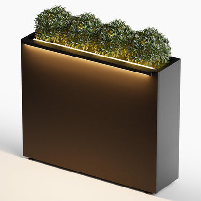 GSK Black Metal Planter Box with LED Light 30"H×10"W×37.9"L Span Rectangular Flower Trough Lighting Up Indoor Rectangle Insert Drainage Holes Garden Plants Outdoor Separation Space Garden Patio Porch