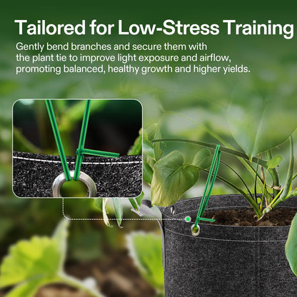 VIVOSUN Twist Ties, 164 ft (50m) PE-Coated Green Plant Ties with Cutter, Reusable & Flexible Tomate Ties for Plant Support, Indoor Outdoor Gardening, Cable Management, Home Office Organization