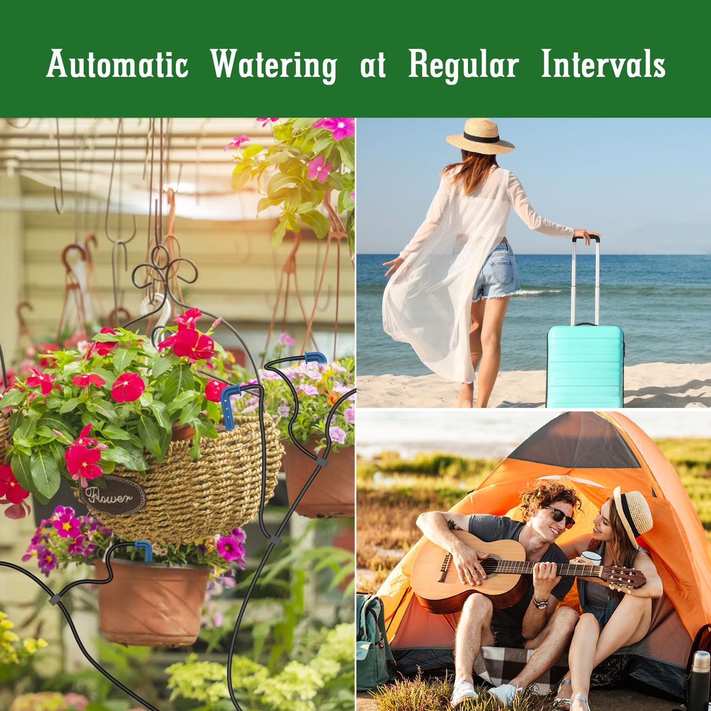 TRJZWA Solar Automatic Drip Irrigation System Kit, Auto Watering Kit for DIY Garden Watering System with 9 Timing Modes and Anti-Siphon Set，Indoor/Outdoor Garden, Balcony & Patio Irrigation System