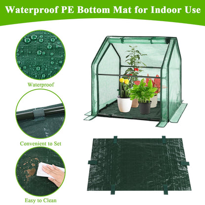 U'Artlines Portable Mini Greenhouse Small Green House with Waterproof Pad 36x18x33 Inch Plant Cover Tent for Garden Small Plants Indoor Outdoor, Green PE
