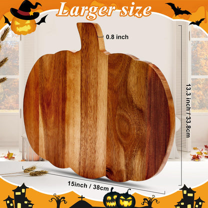 Halloween Charcuterie Board Gifts Pumpkin Shaped Wooden Cutting Boards for Kitchen Fall Serving Platter Turkey Thanksgiving Cheese Board Wood Halloween Trays Decor Modern Pumpkin Dishes Decoration