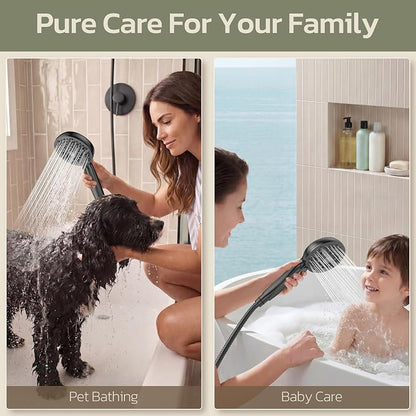 JDO Shower Head with Handheld, High Pressure Handheld 6 Settings, Detachable Shower Head Set with Stainless Steel Hose and Shower Bracket (Matte Black)