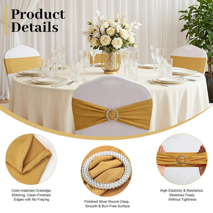 MehelloFeather Spandex Chair Sashes 20Pcs Chair Bows for Weddings Parties Holiday Celebrations and Event Decorations(Glod)