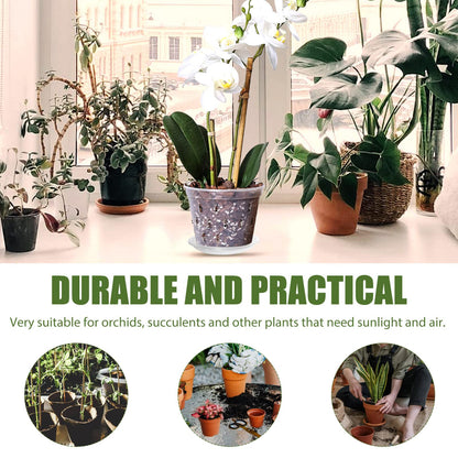 Toddmomy Slotted Orchid Pot with Tray 7.20X7.20X5.94In Clear Plastic Flower Pot for Indoor Gardening and Nursery Plants with Ventilation Holes
