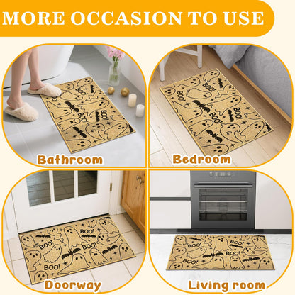 Kazova Ghost Doormat Boo 17x30 Inch Non Slip Washable Linen Indoor Outdoor Rug for Couples Introvert Funny Unwelcome Front Door Entryway