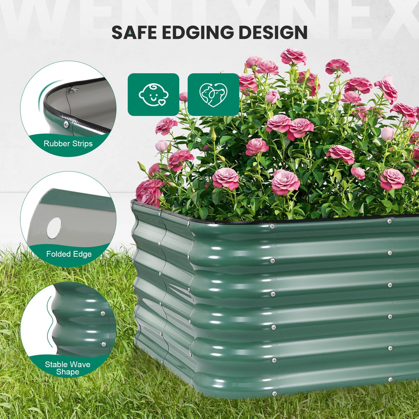 5×3×1.4FT Galvanized Raised Garden Bed Outdoor, Metal Raised Garden Bed Kit, Large Planter Raised Beds, 4 In1 Modular Raised Planter Box Outdoor,Raised Beds for Gardening for Vegetables Flowers Herbs