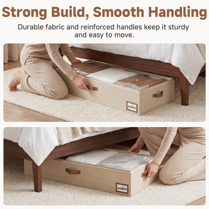 StorageWorks Extra Large Under Bed Storage Containers with Handles and Label Holder, 2 Pack Ultra-thick Fabric Underbed Bins, Closet Organizer for Clothes, Blankets, Sweater