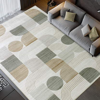 QDUIDU Large Machine Washable 5x7 Area Rug, Soft Modern Geometric Abstract Beige Rugs for Bedroom Living Room, Non-Shedding Faux Wool Indoor Throw Floor Carpet for Office Entryway Dining Room Decor
