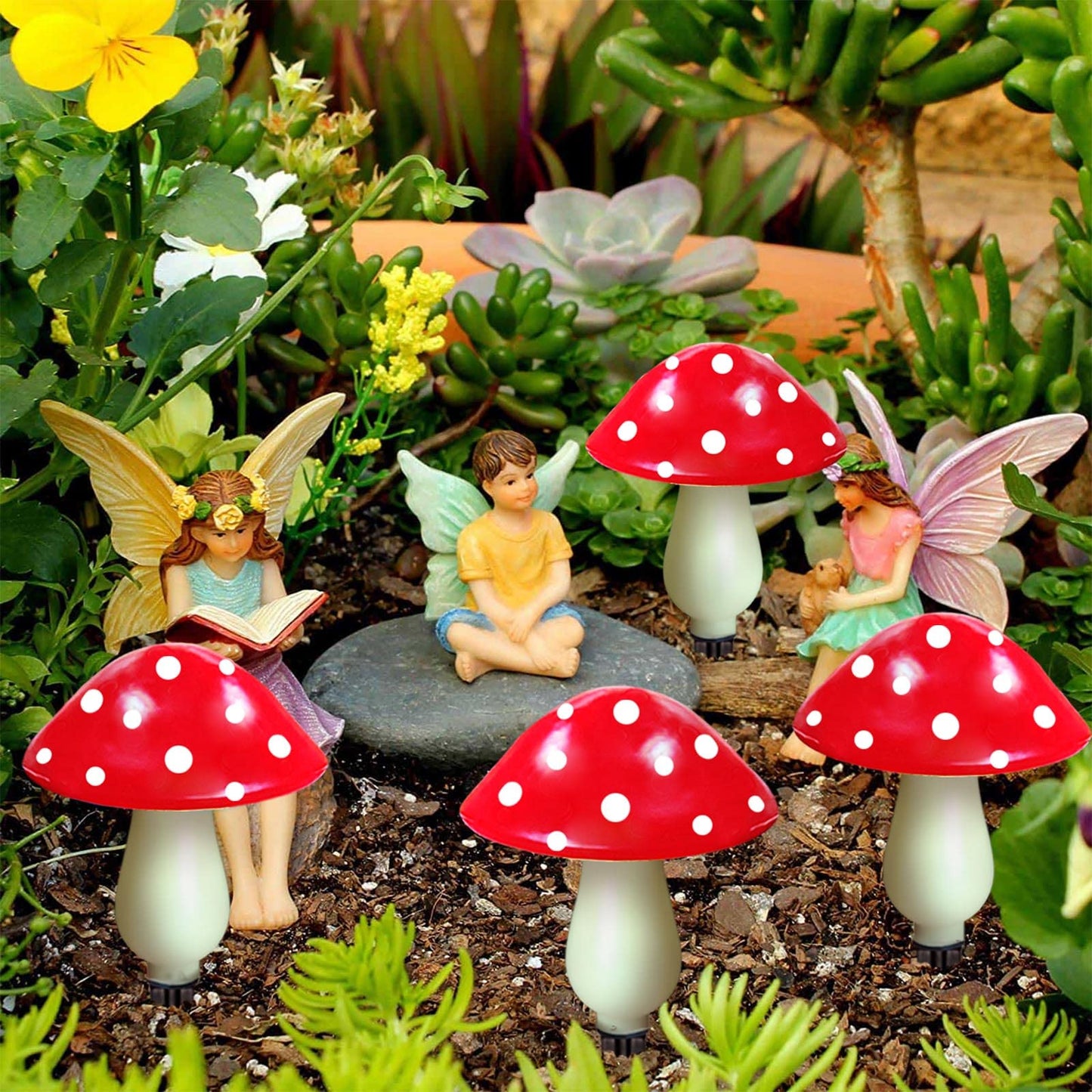 Windpnn 8-Pack Red Solar Mushroom Lamp, 8 Modes, Outdoor Waterproof, for Garden Decor, Christmas, Halloween, Yard, Lawn