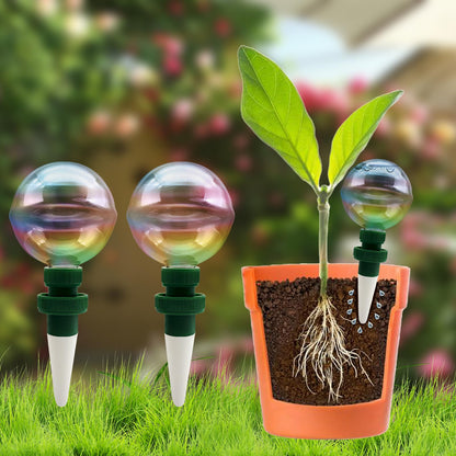 Floreevo 2 Pack Glass Self-Watering Globes for Plants, 6oz Automatic Plant Waterer Bulbs with Terracotta Slow Release Spikes, Vacation Indoor Outdoor Houseplant Watering Devices
