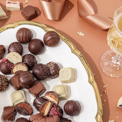 Chocolate Gift Basket, Belgium Truffle Candy Food Arrangement Platter, Gourmet Snack Box, Fathers Day, Corporate Him and Her, Men Women Family Parties, Bonnie and Pop