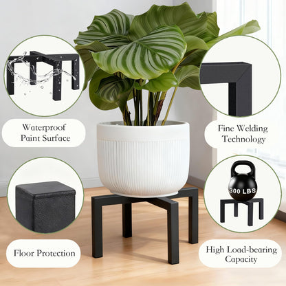 Kriico 2 Pack 12" Metal Plant Stand Indoor Outdoor, Heavy Duty Plant Stools Indoor, Mid Century Modern Planter Holders, Low Short Plant Pot Stands, Black, Fit 5"-12" Pot