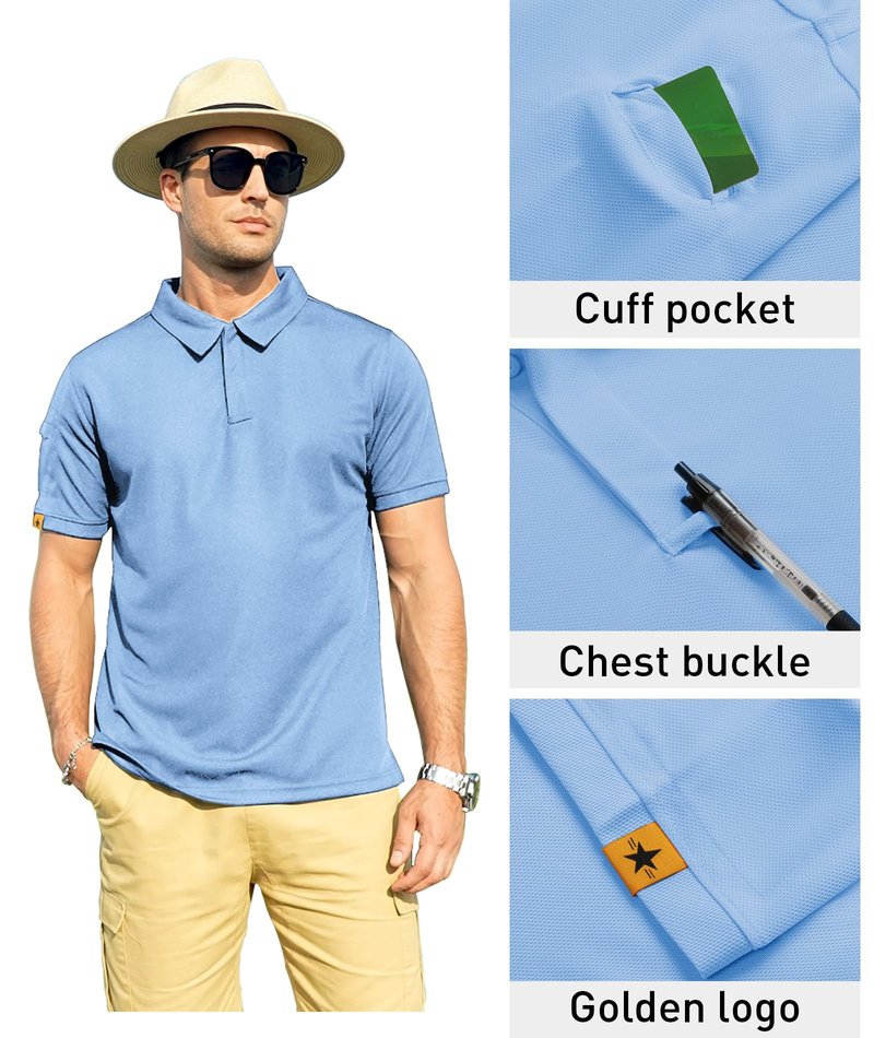 ZITY Mens Polo Shirt Short Sleeve Sports Tactical T-Shirt Athletic Golf Polos Daily Casual Stylish Collared Shirts for Men Moonblue 3X-Large