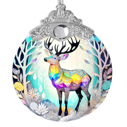 Jocidea Stained Glass Suncatcher, Deer Ornament for Christmas Tree, Holiday Home Decor and Gifts