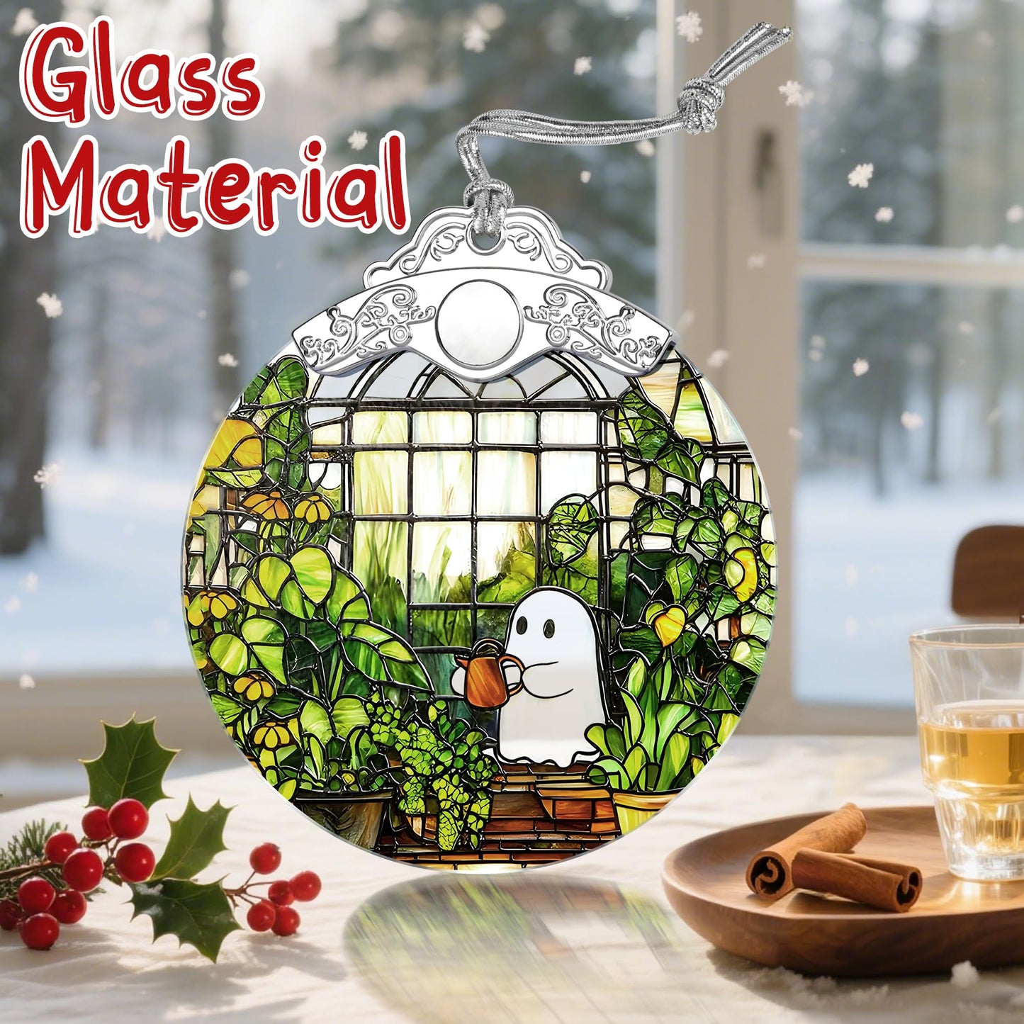 Stained Glass Ghost Christmas Ornament: Christmas Tree Ornaments & Decor, Holiday Decor – Holiday Presents, Gift Ideas & Gifts for Friends, Coworker, and Family