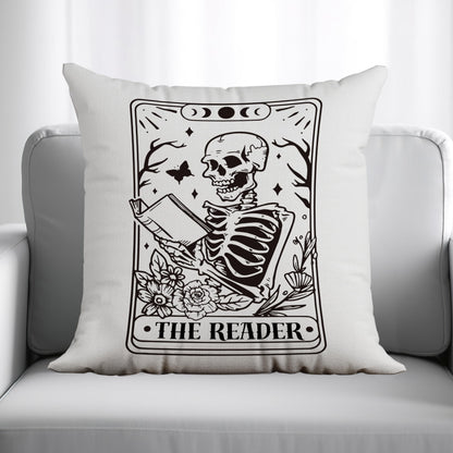 uinwk Gothic Pillow Covers 18x18,Skeleton Throw Pillow Cover,Tarot Decor Pillow Cover,Tarot Witchy Room Decor for Home Bedroom，The Reader Book Lover Gift,Halloween Pillow Covers