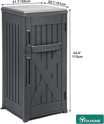 YITAHOME 60 Gallon Large Package Delivery and Storage Box, Double-Wall Resin Outdoor Package Delivery and Waterproof Deck Box for Porch, Curbside, 8.5 Cubic feet, Gray